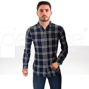 Camisa Franela Azul Combinada