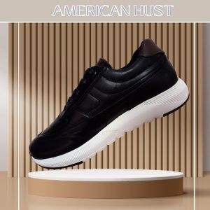 Zapatilla Cuero Negro Oscuro