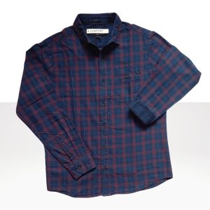 Camisa Franela Vino - Azul