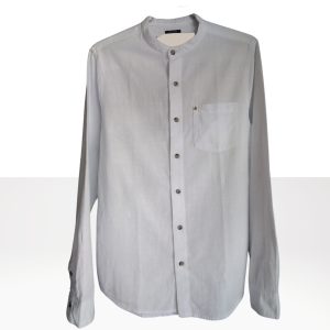 Camisa Lino Premium Blanca Cuello Chino